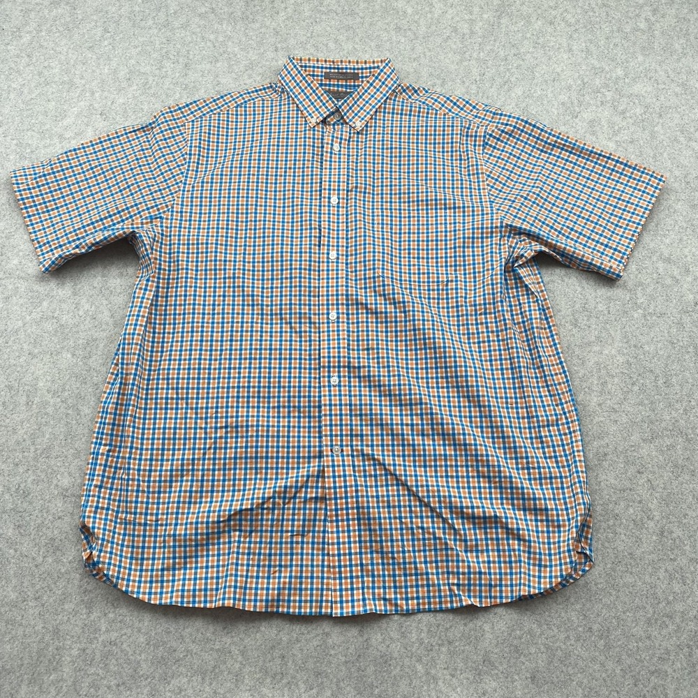 Daniel Cremieux Shirt Mens XL Multicolor Plaid Short Sleeve Button Up Stretch